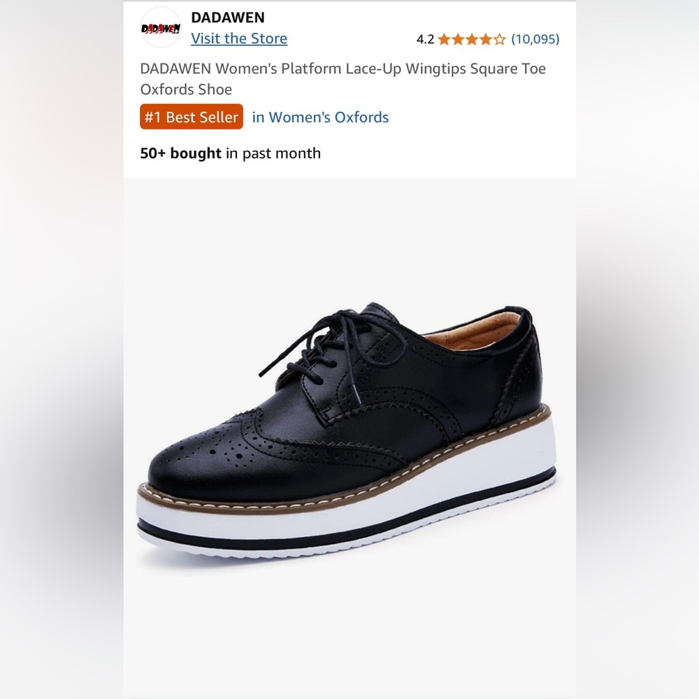 NWT Black Platform Oxford Shoes | Wingtip Brogue | Lace-Up | Women’s Size 8 - Picture 4 of 13